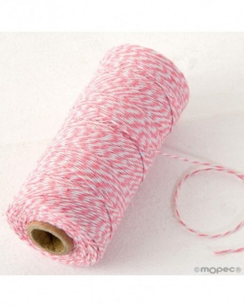 Cordón 4hilox200mts trenzado algodón rosa/blanco