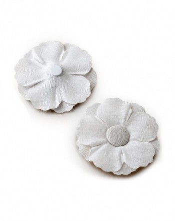 Flor blanca de lino Ø7cm. con adhesivo