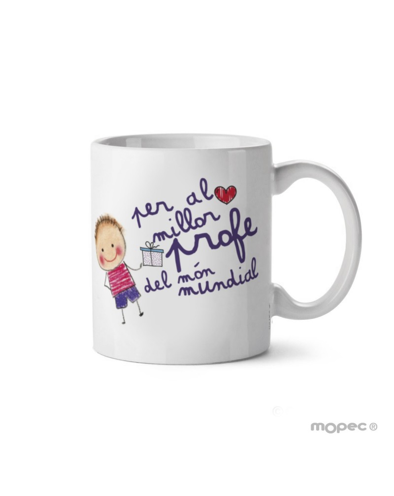 Taza cerámica Al millor profe en caja regalo