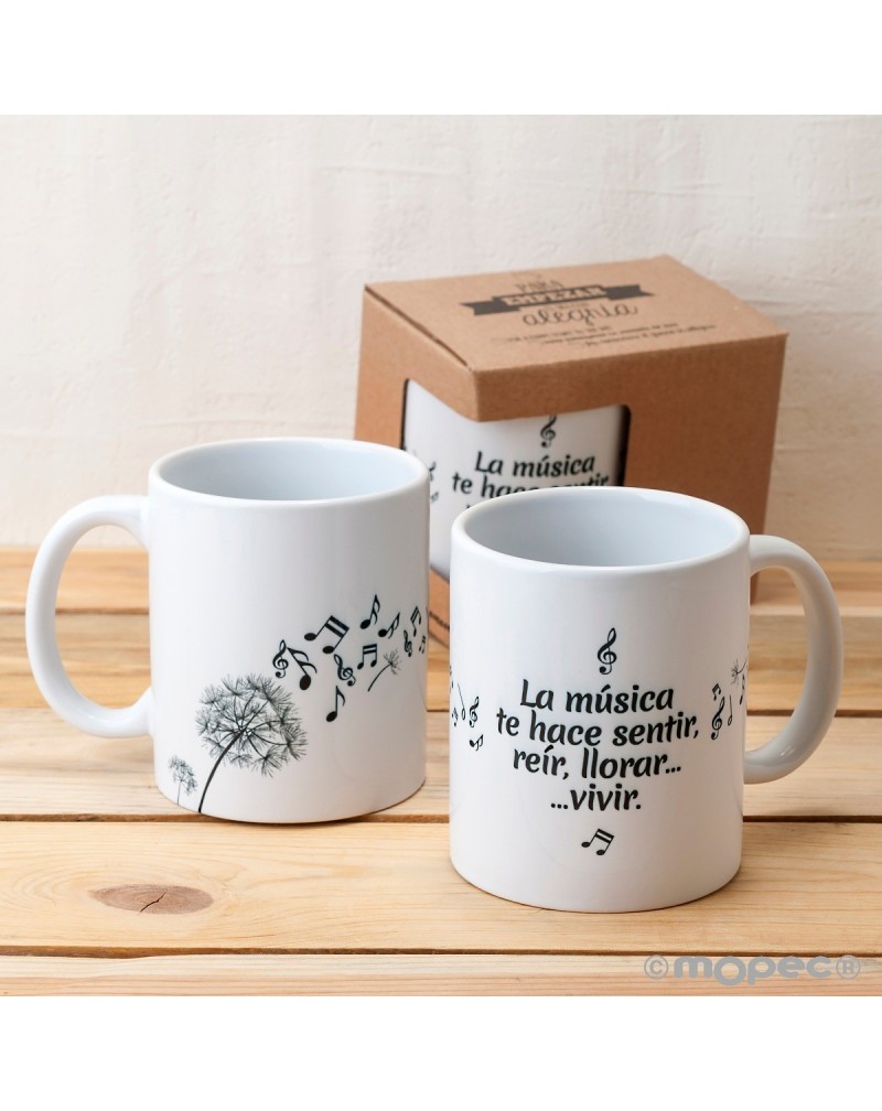 Taza cerámica música en el aire con caja regalo