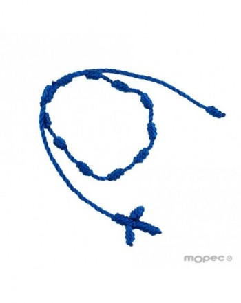 Pulsera-rosario con cruz macramé azul eléctrico