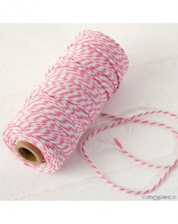 Cordón 12hilosx100mts. trenzado algodón rosa/blanco