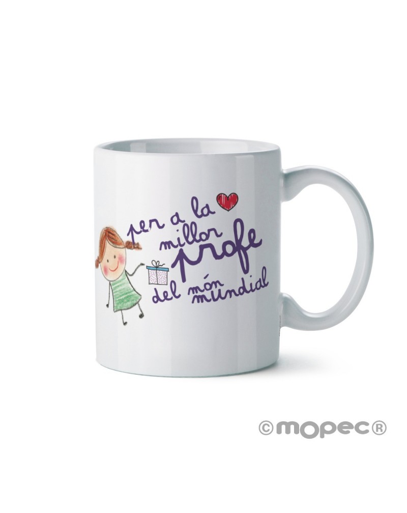 Taza cerámica A la millor profe en caja regalo