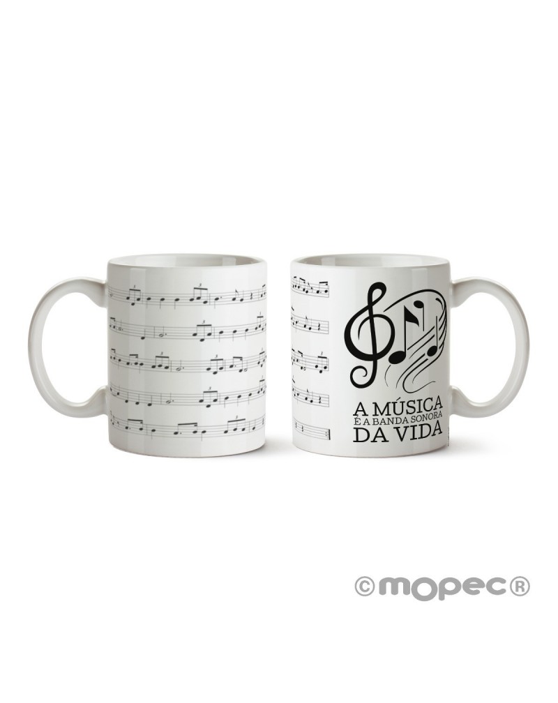 Taza A música é a banda sonora da vida en caja regalo