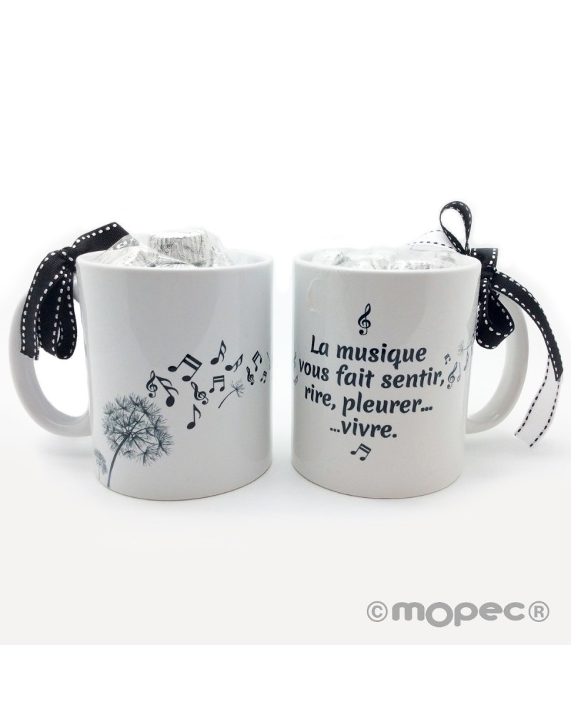 Taza cerámica musique vous fait... en caja regalo 6bombones