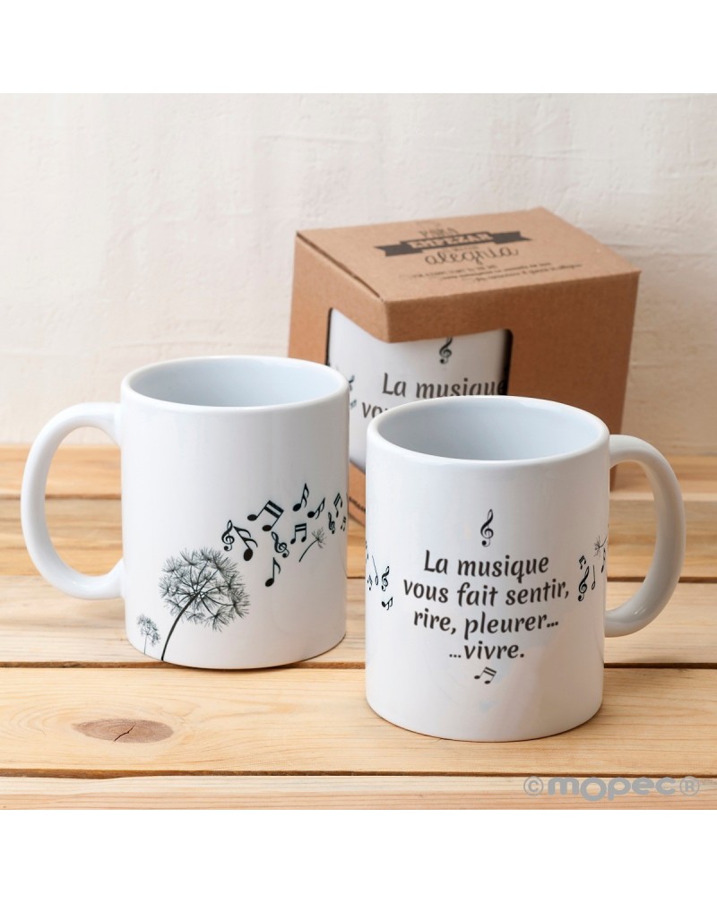 Taza cerámica la musique vous fait sentir... en caja regalo