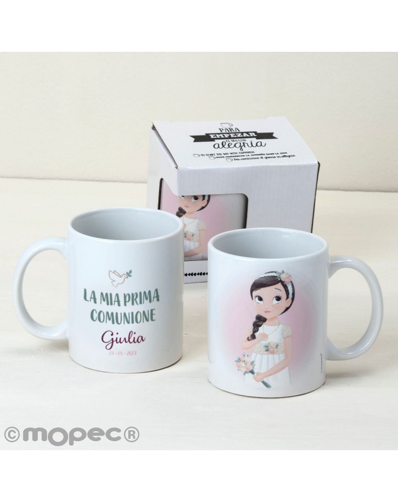 Taza cerámica Comunión bambina romantica en caja regalo