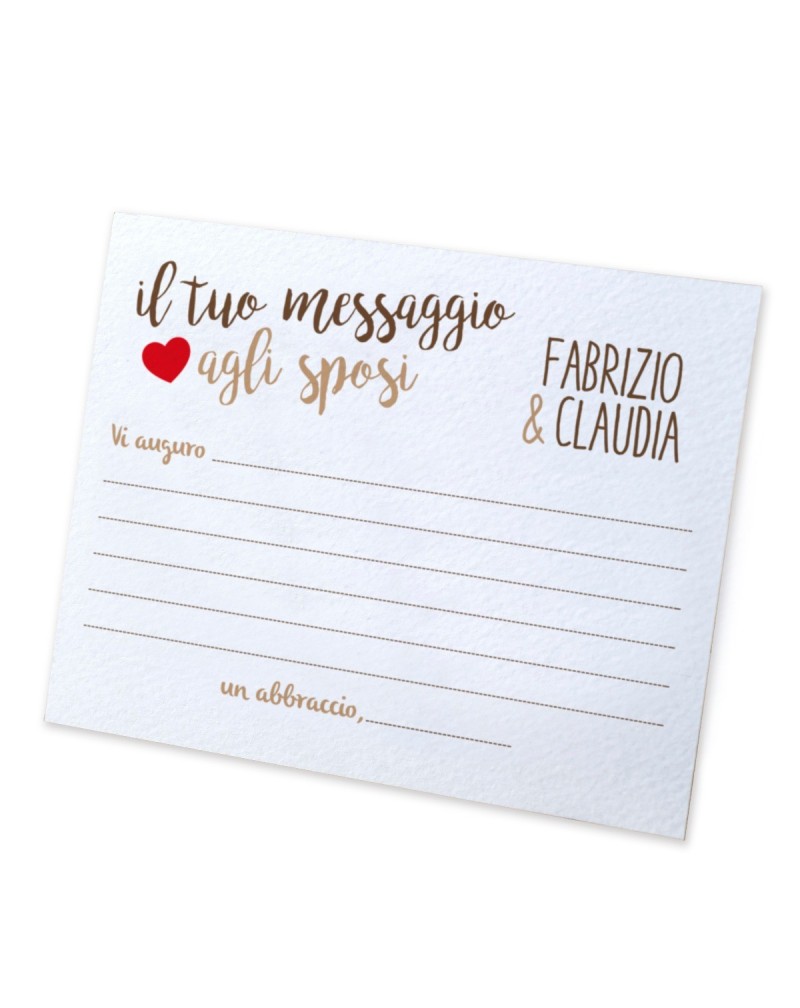 Tarjeta messaggio agli sposi IT corazón rojo. min.25