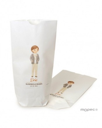 Bolsa papel blanco niño Comunión y foulard 12x21X5cm.