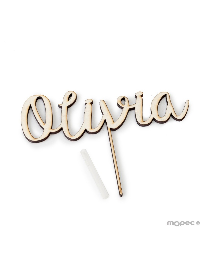 Cake topper madera personalizado 1 nombre 18cm