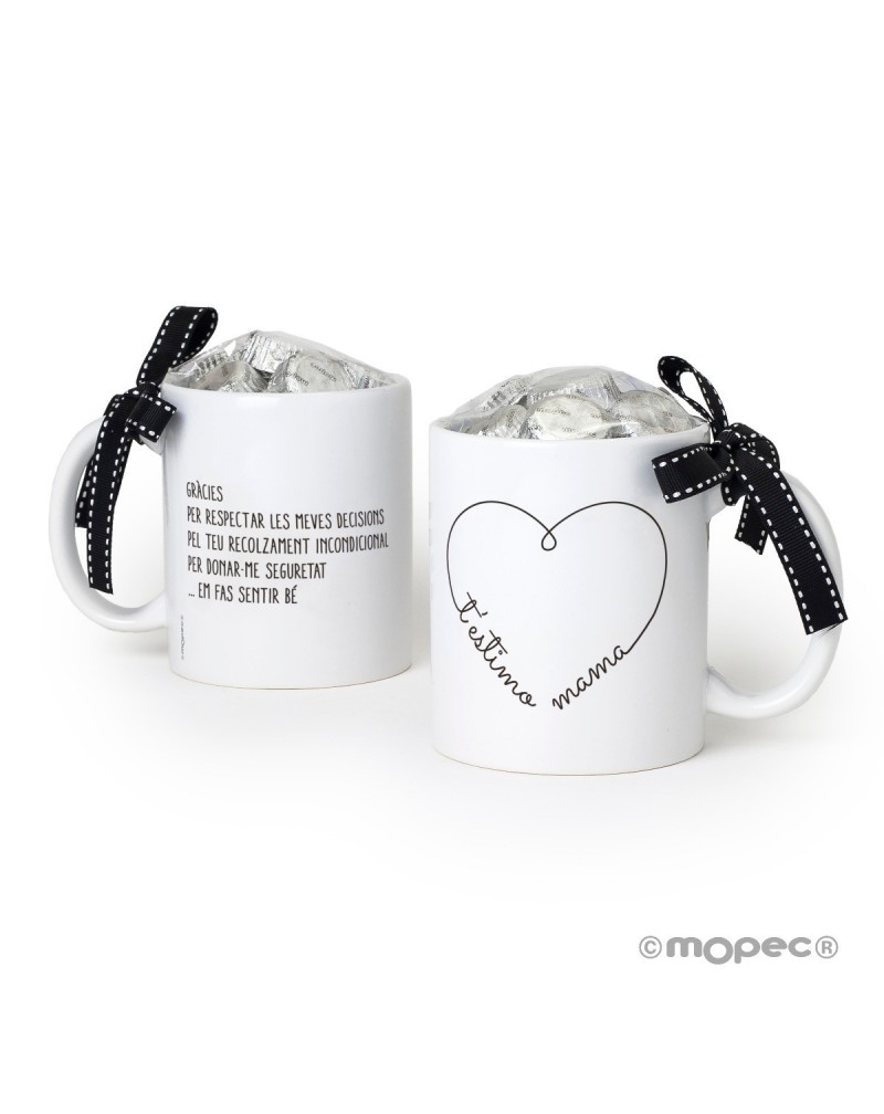 Taza cerámica T´estimo Mama corazón 6bombones caja regalo