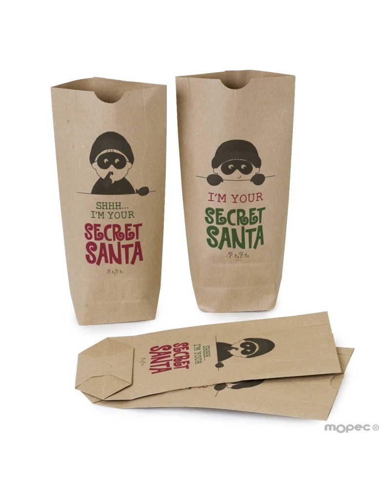 Bolsa de papel Kraft Pit&Pita Amigo Invisible en inglés