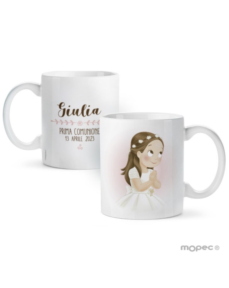 Taza cerámica Prima Comunione niña vestido largo y corona