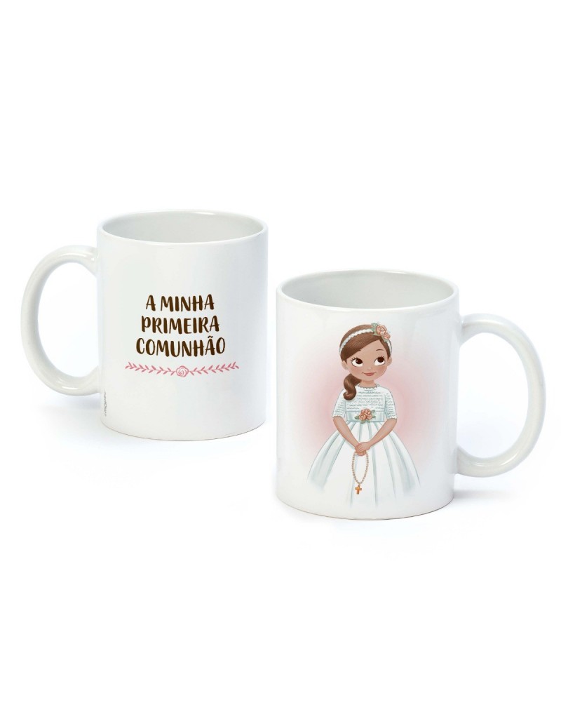 Taza cerámica Primeira comunhão niña con rosario