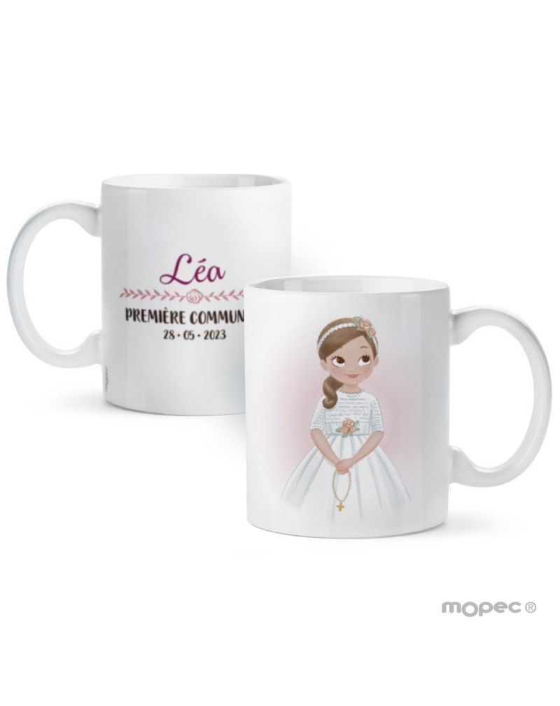 Taza cerámica Première communion niña con rosario