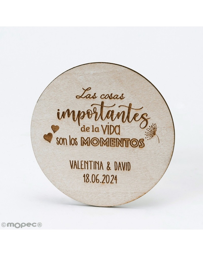 Posavasos madera Las Cosas... personalizable 9cm. min.18