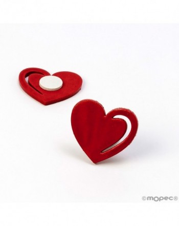Corazón rojo madera adhesivo 3x2