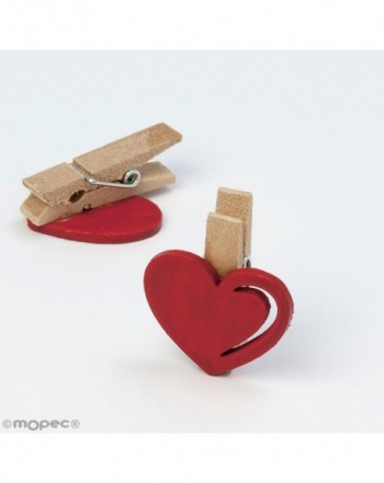 Corazón rojo madera con pinza 3x2