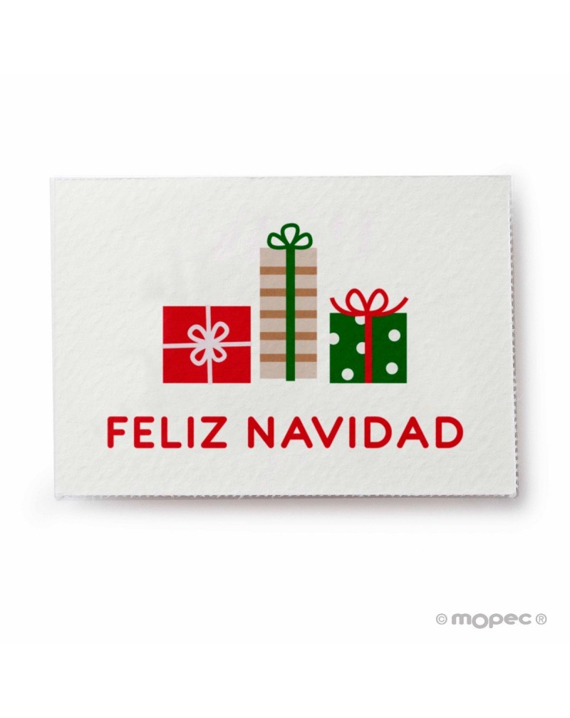 Tarjeta felicitación navideña con regalos 5x3