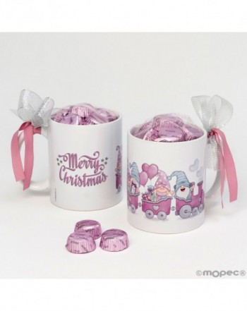 Taza tren gnomos rosas Merry Christmas 6 bombones y caja regalo