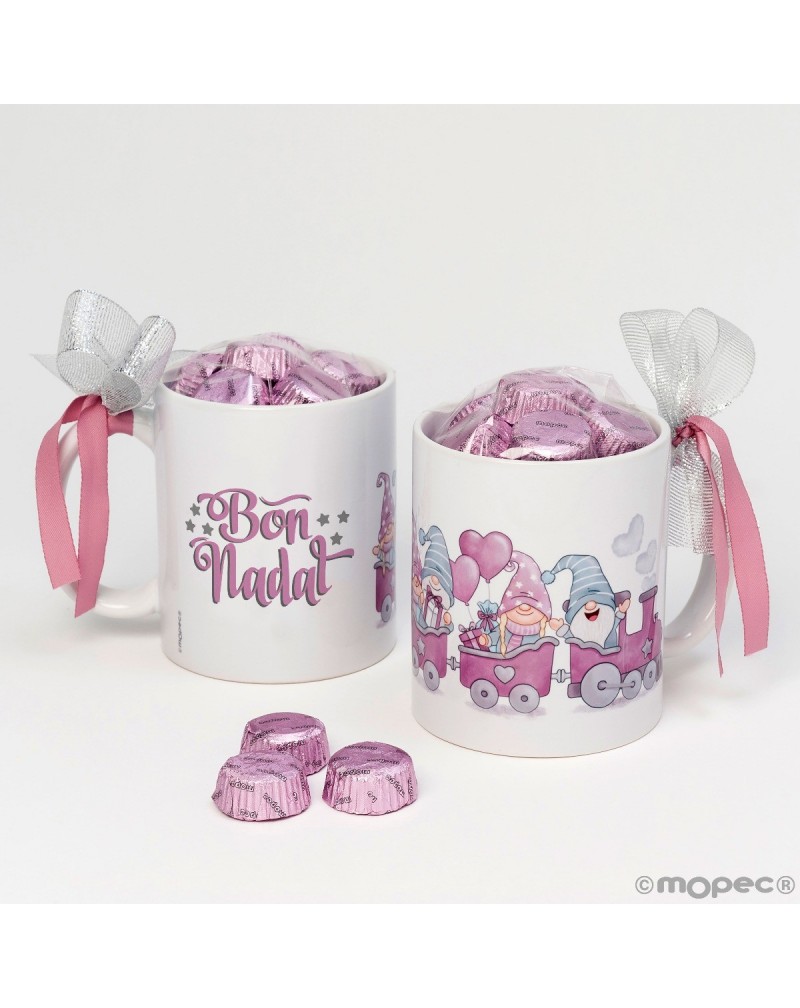 Taza tren gnomos rosas Bon Nadal bombones y caja regalo