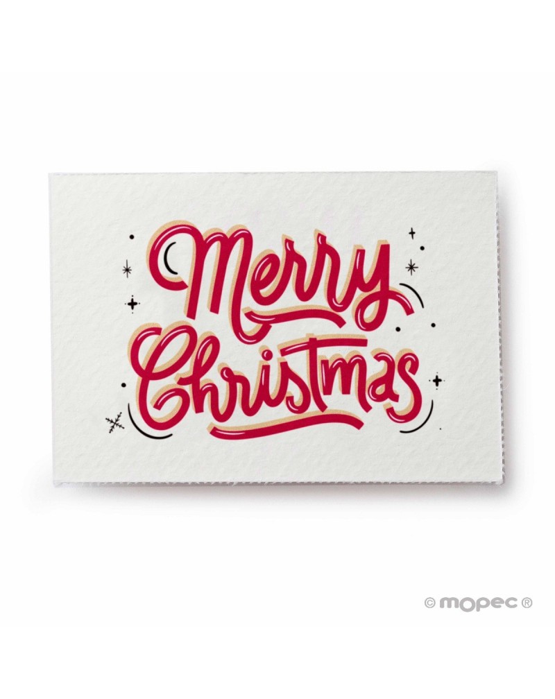 Tarjeta Merry Christmas rojo y negro 5x3