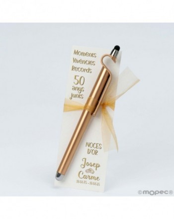 Punto libro 50 anys junts bolígrafo dorado soporte móvil
