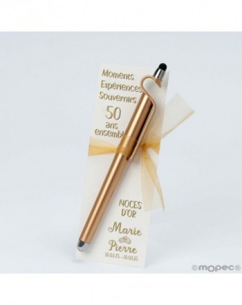 Punto libro 50 ans ensemble bolígrafo dorado soporte móvil