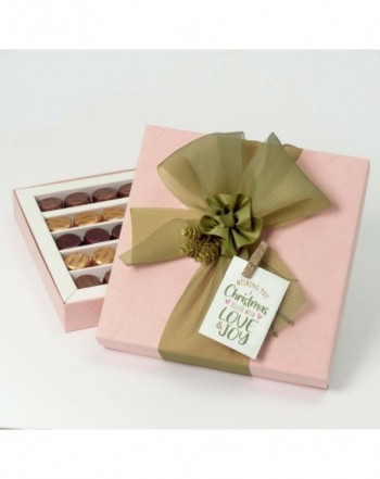Box 30 chocolates green ribbon Christma's card 20x20x3cm. *