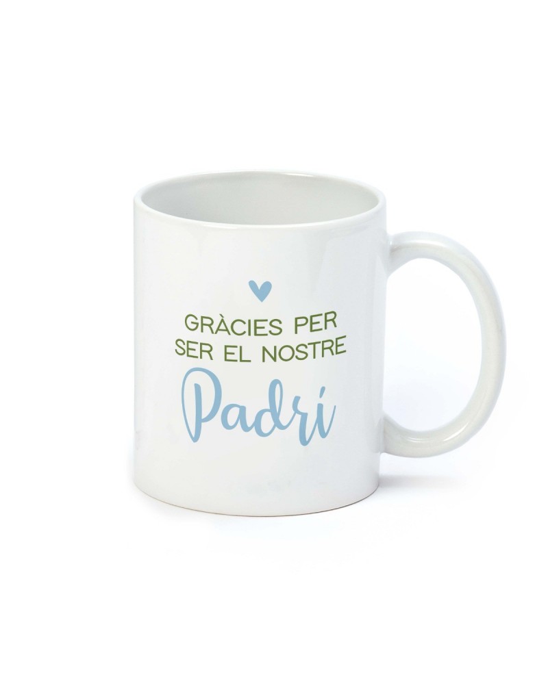 Taza de cerámica "Gràcies Padrí" en caja regalo