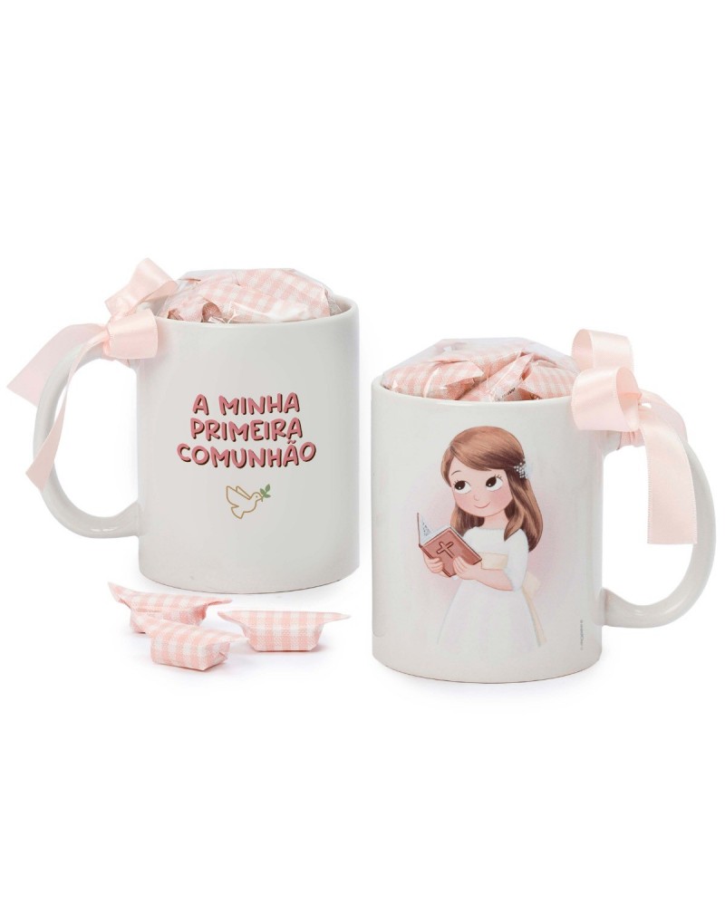 Taza Primeira Comunhão niña Biblia 7 caramelos caja regalo