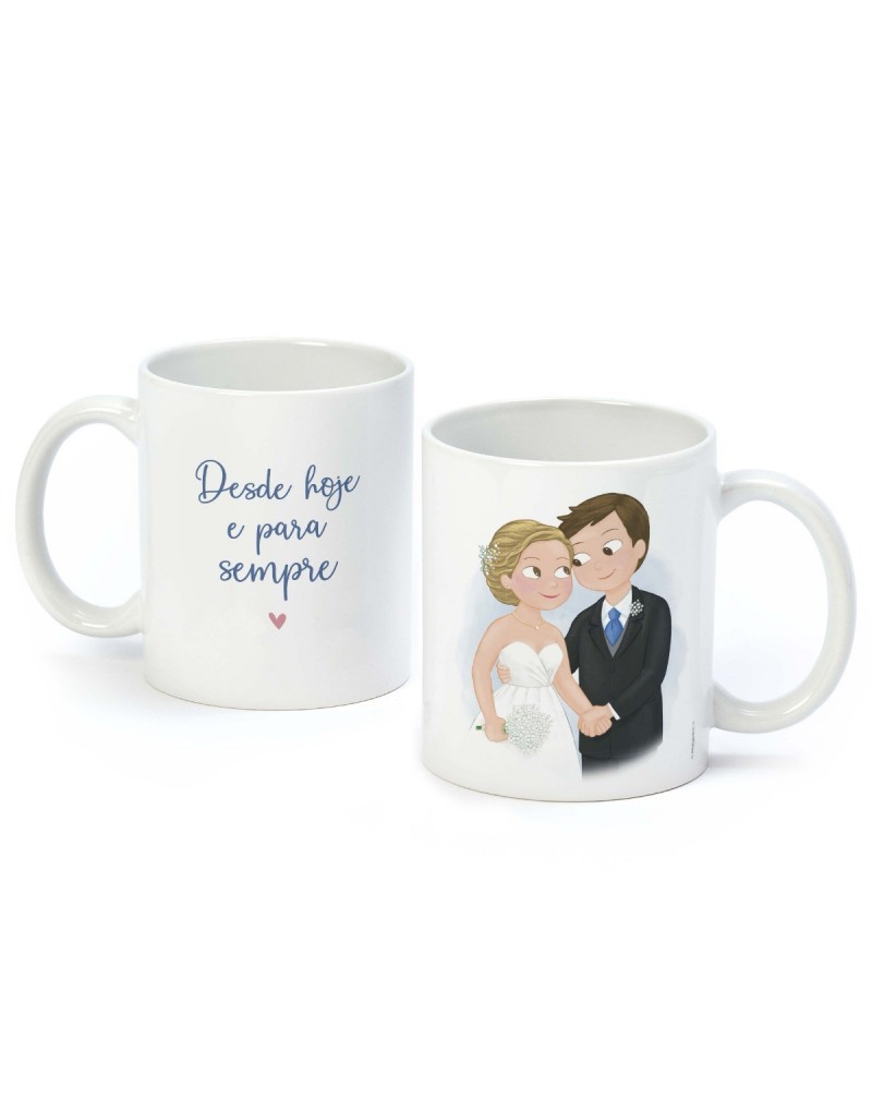 Taza novios "Desde hoje e para sempre" en caja regalo