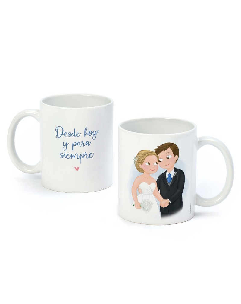 Taza novios "Desde hoy y para siempre" en caja regalo