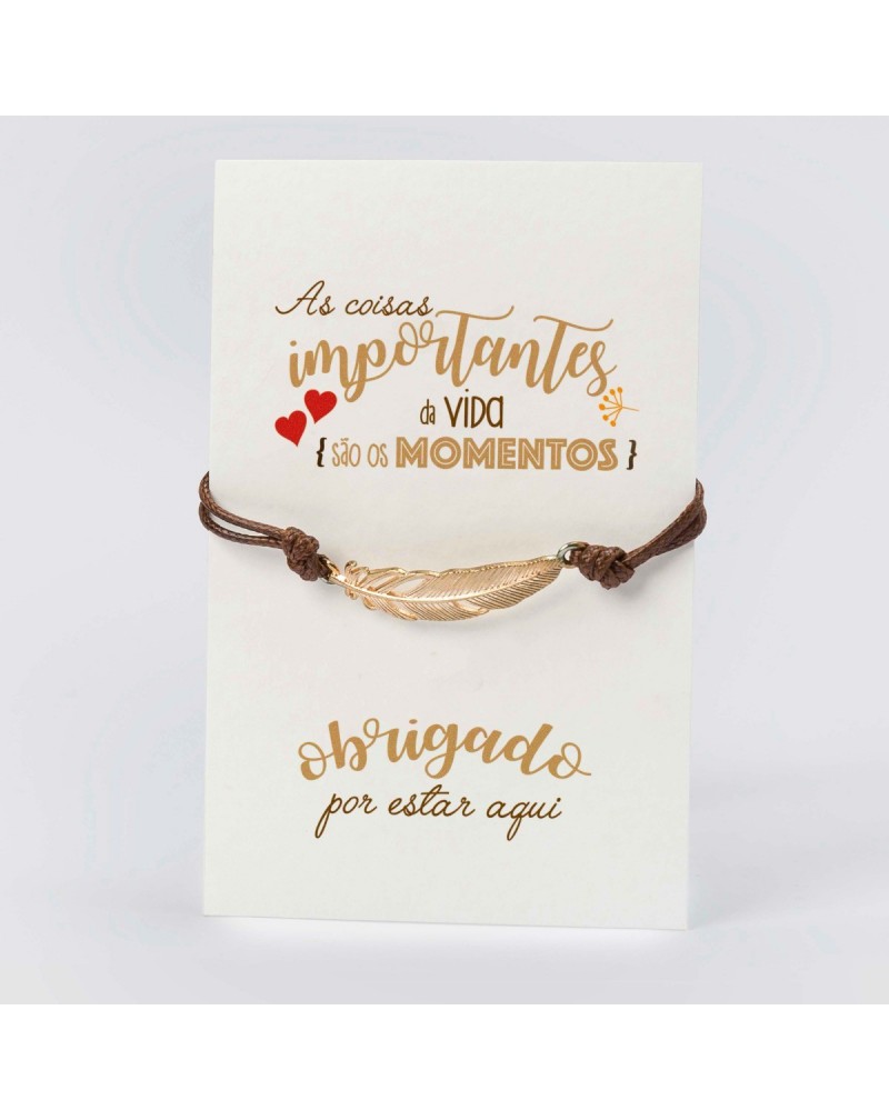 Tarjetón personalizado "As Coisas..." y pulsera pluma