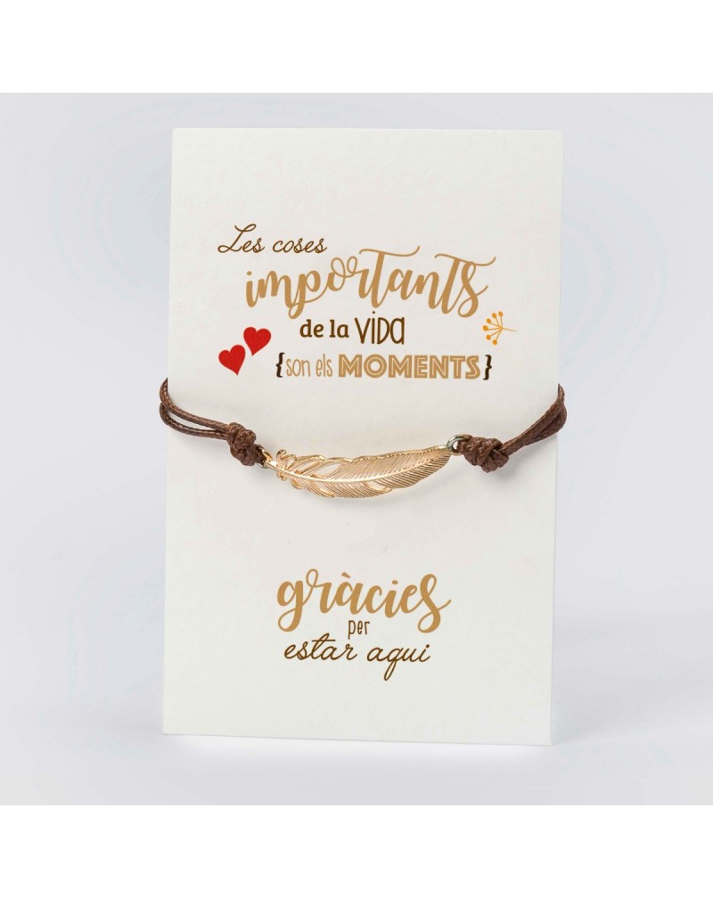 Tarjetón personalizado "Les Coses..." y pulsera pluma