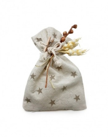 Bolsa algodón estrellas beige con espigas 5 peladillas choc.