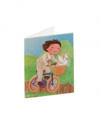 Tarjeta librito Comunión niño en bici