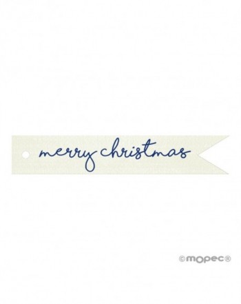 Tarjeta banderola Merry Christmas azul 11x2cm (preciox20u)min.20