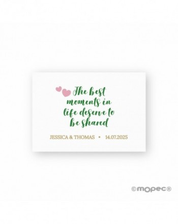 Tarjeta precortada The best moments in life deserve to be shared con hoja 5x3