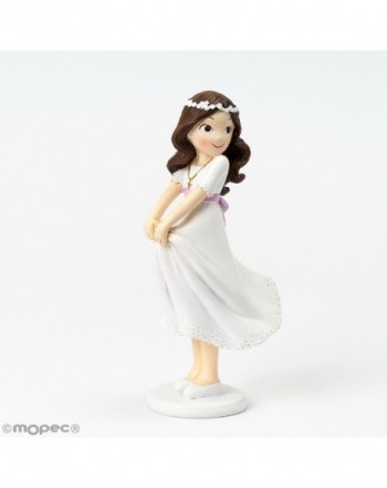Figura pastel Comunión niña sujetando la falda 16cm.