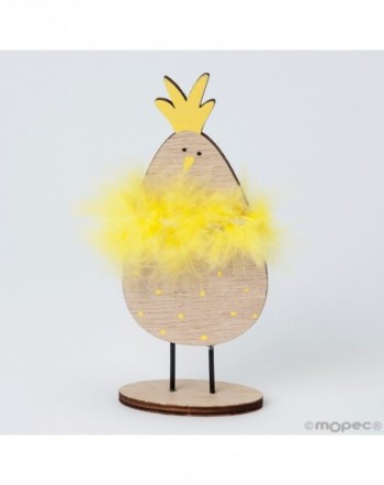 Figura de madera pollito de Pascua amarillo 14