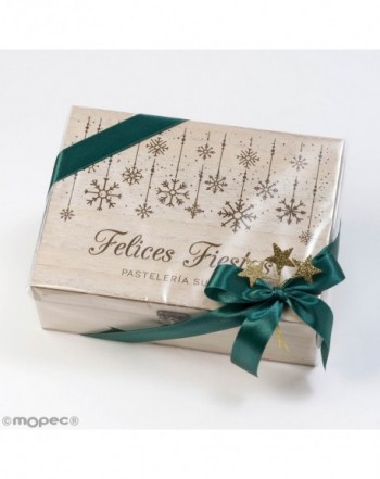 Pack regalo caja madera copos Bonnes Fêtes personalizable